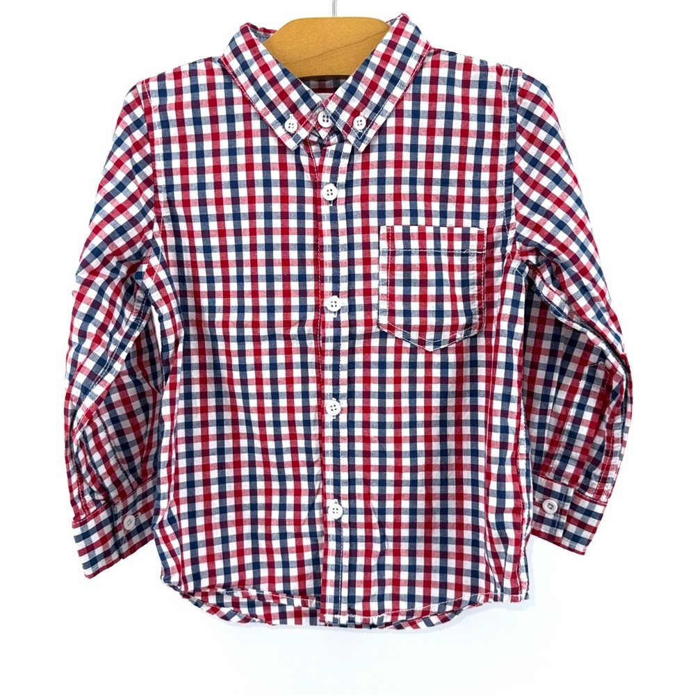 Pumpkin Patch Checkered Button Down Shirt - Red, Blue, White